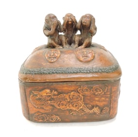 Chalkware tobacco jar with three