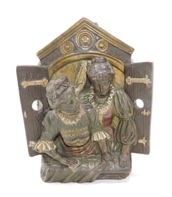 U & C terra cotta figural tobacco jar