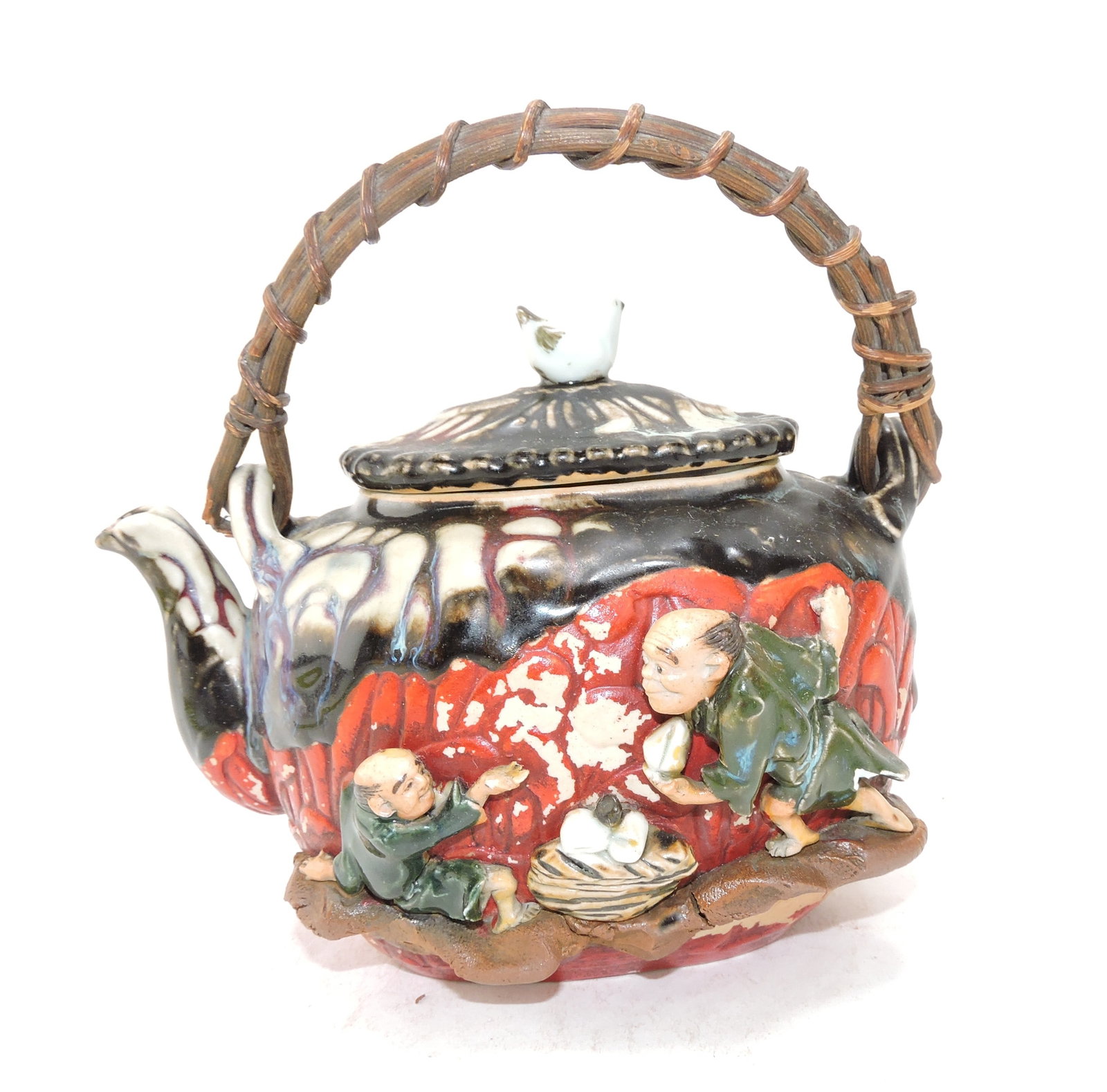 Japanese Sumida Gawa teapot,: 5 1/2"