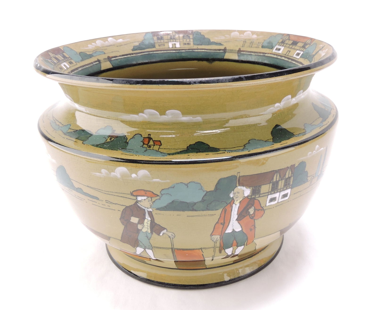 Buffalo Pottery Deldare Ware: jardiniere, 6"