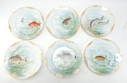 Limoge hand painted set of 6 - 8 1/2"