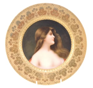 Hand painted German portrait plate