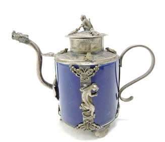 Cobalt blue porcelain silver mounted