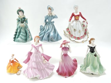 Lot of 7 lady figures: Lefton, Pasadena,