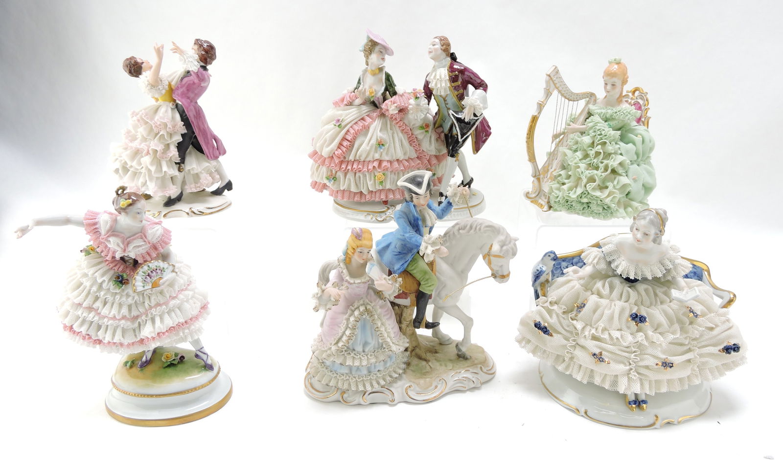 Dresden style lot of 6 lady figures (1 of 1)