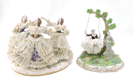 Dresden style lot of 2 large lady