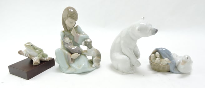 Lladro lot of 4 figures, 2" to 5 1/2"