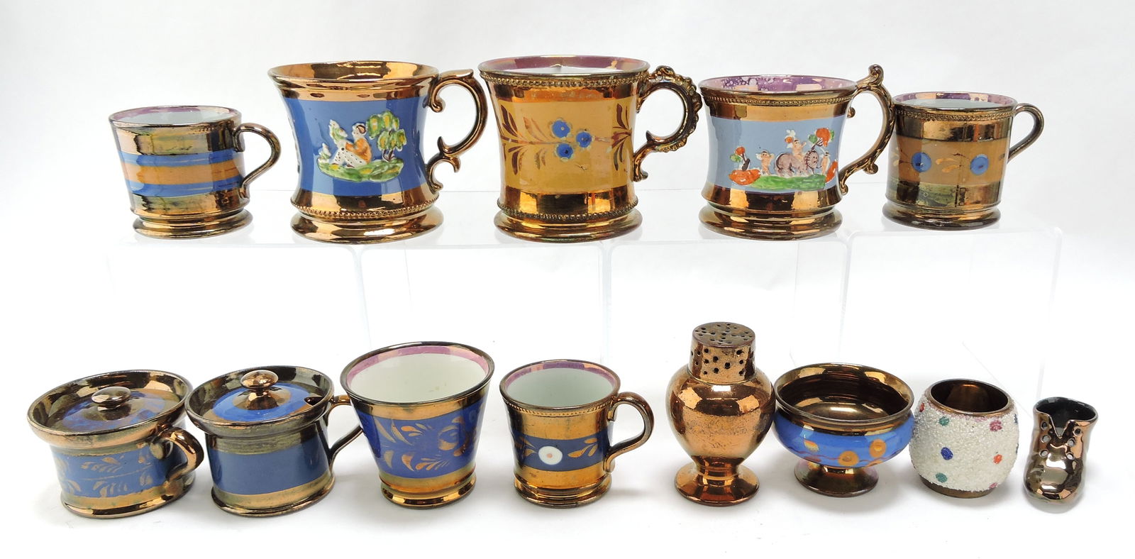 Copper lustre lot of 13 assorted pcs (1 of 1)