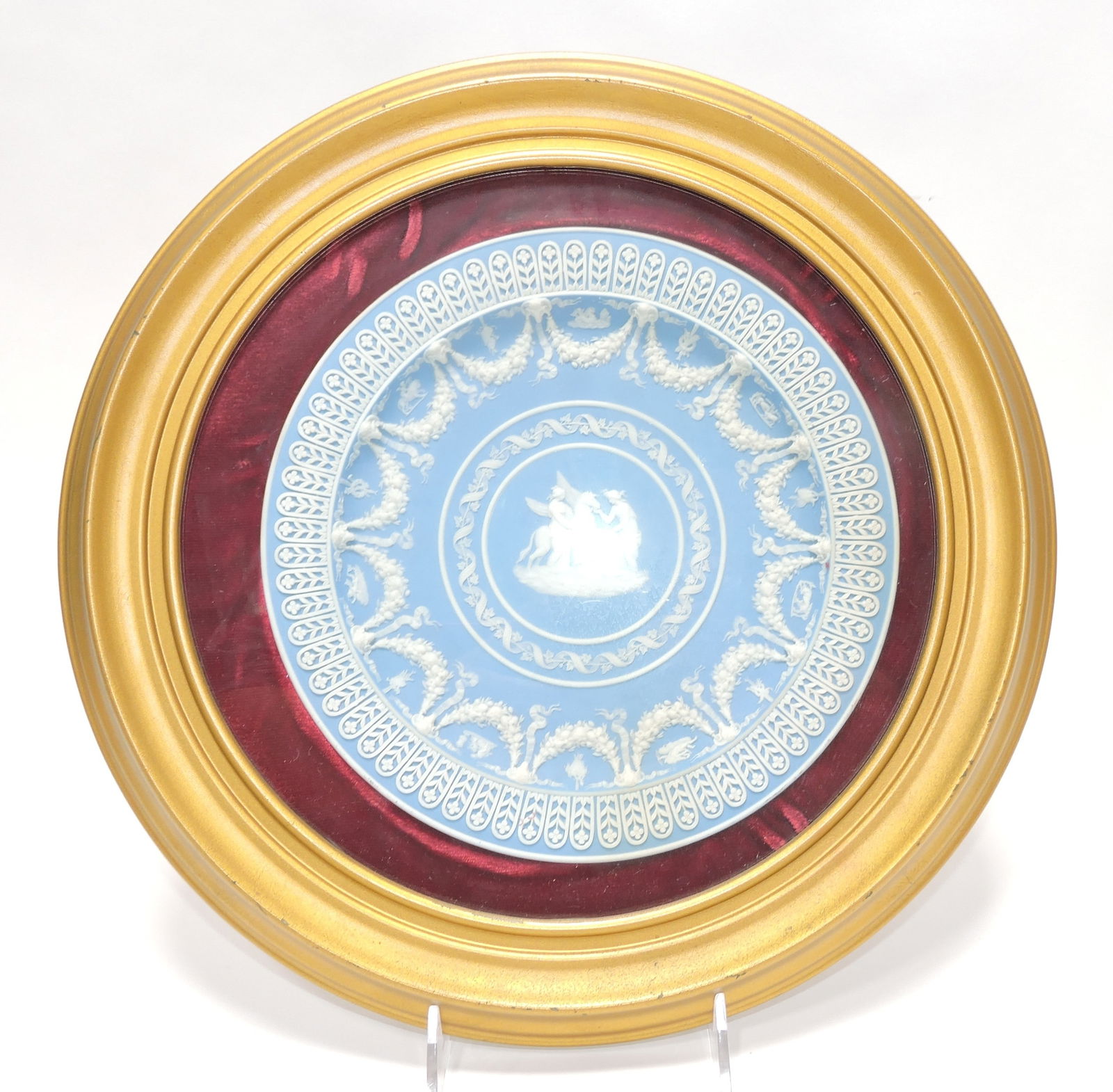 Wedgwood light blue Jasperware: plate 8 1/4", frame 13 1/4"