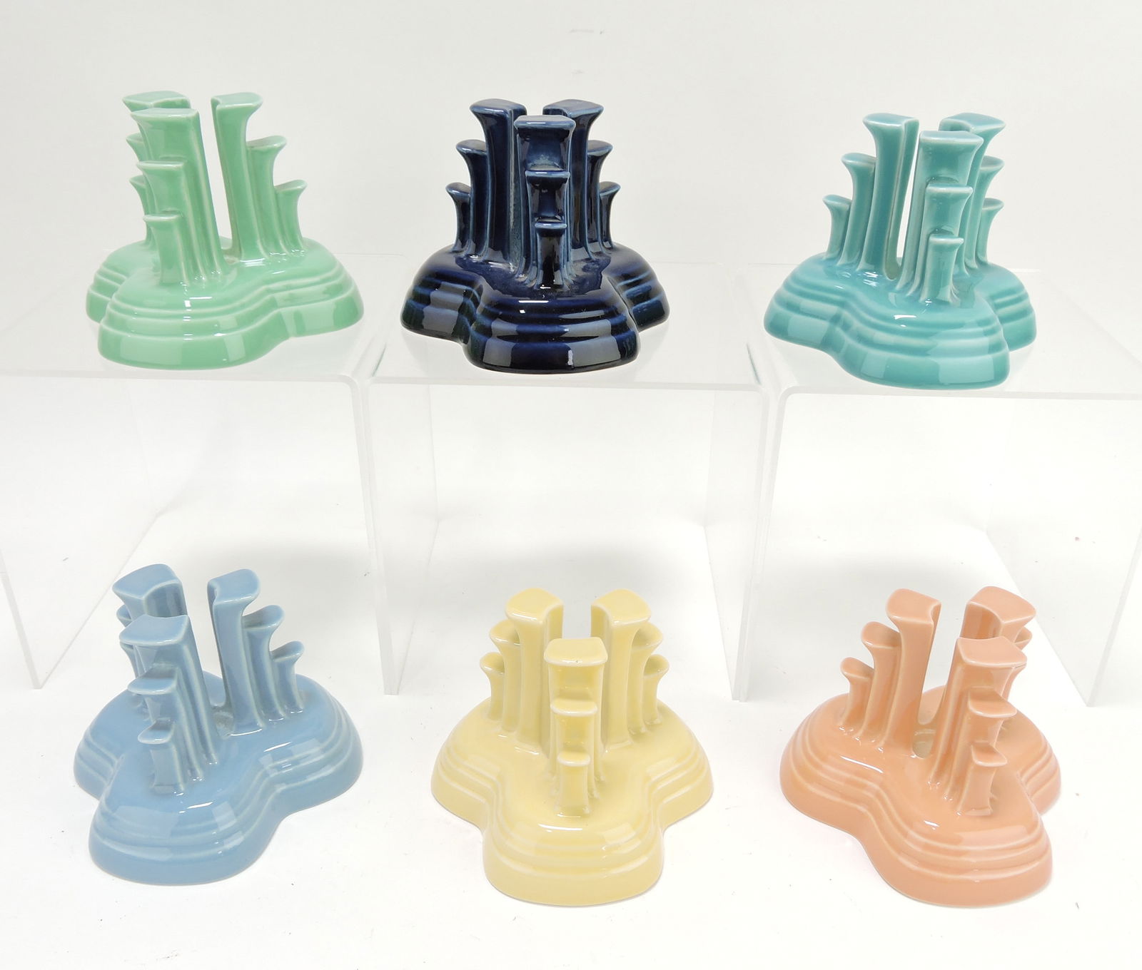Fiesta Post 86 lot of 6 pyramid candle: holders, mixed