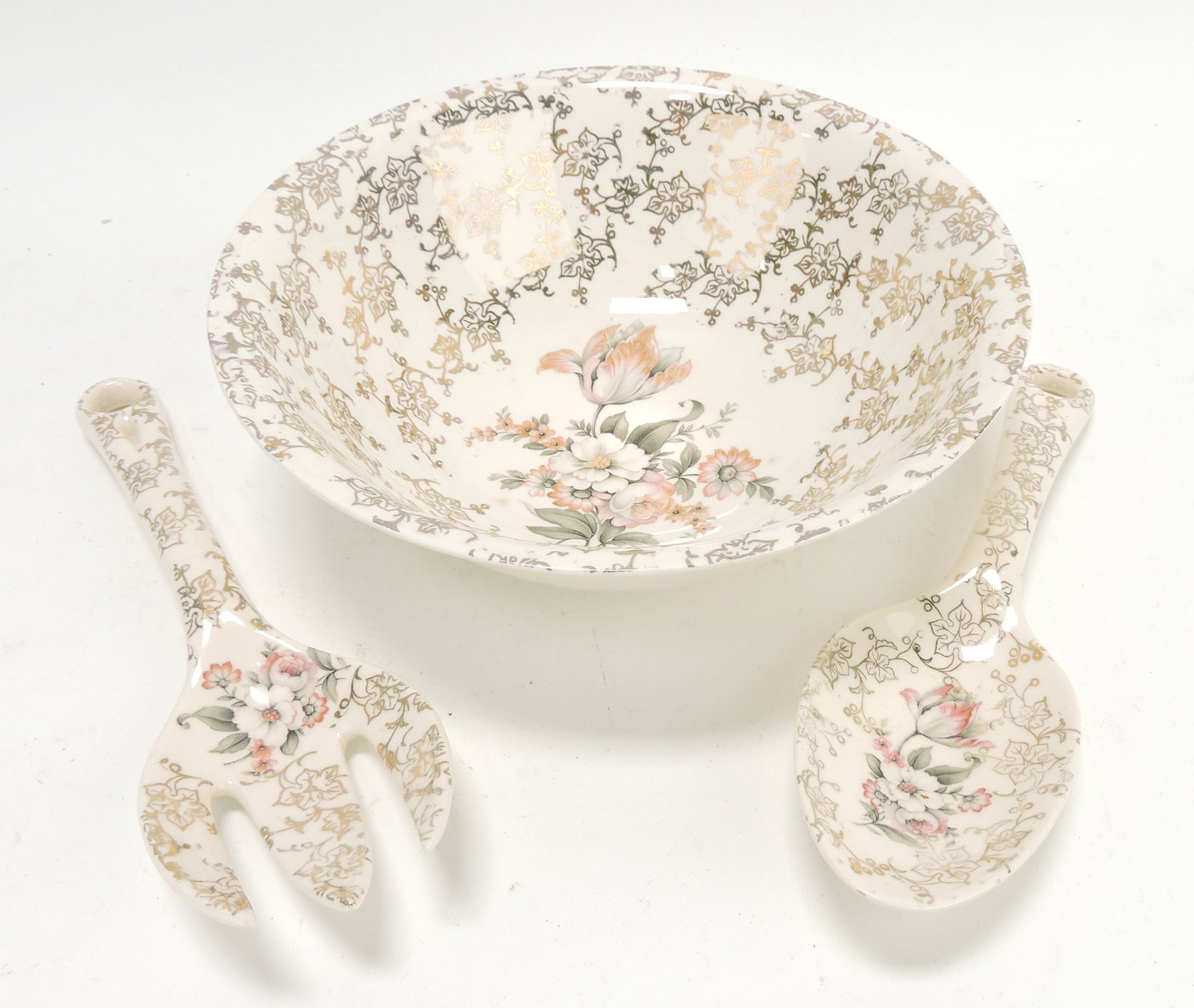 HLC salad bowl and matching salad fork: and spoon