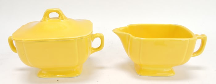 Riviera cream & sugar, yellow