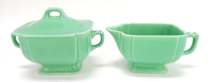 Riviera cream & sugar, green