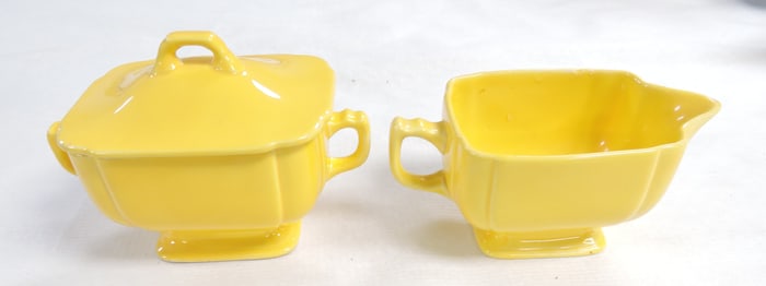 Riviera cream & sugar, yellow