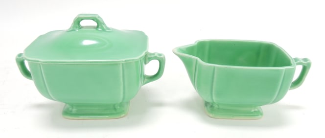Riviera cream & sugar, green