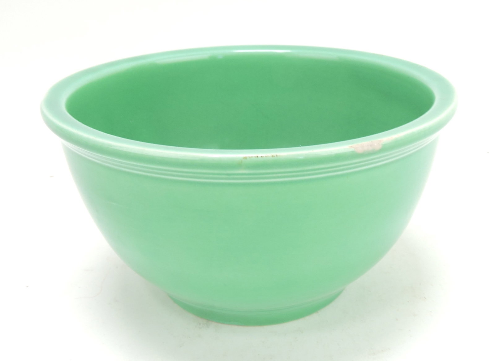 Kitchen Kraft small mixing bowl,: green, glaze miss to rim