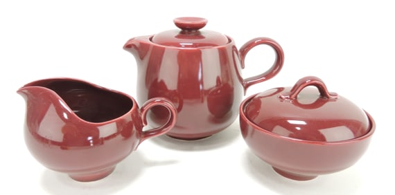 Rhythm 3 pc tea set, maroon