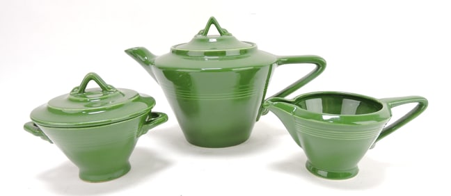 Harlequin 3 pc tea set, dark green