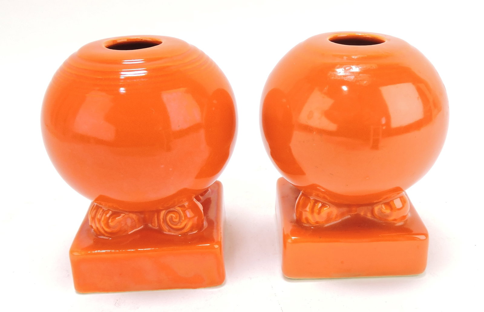 Fiesta pair of bulb candle holders,: red