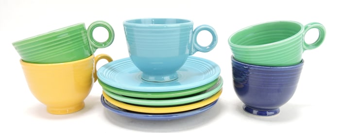 Fiesta lot of 5 cups, 5 saucers