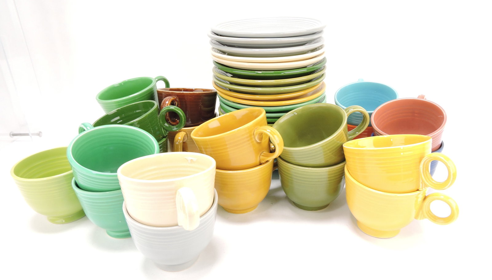 Fiesta lot of 21 cups, 21 saucers,: mixed, various condition