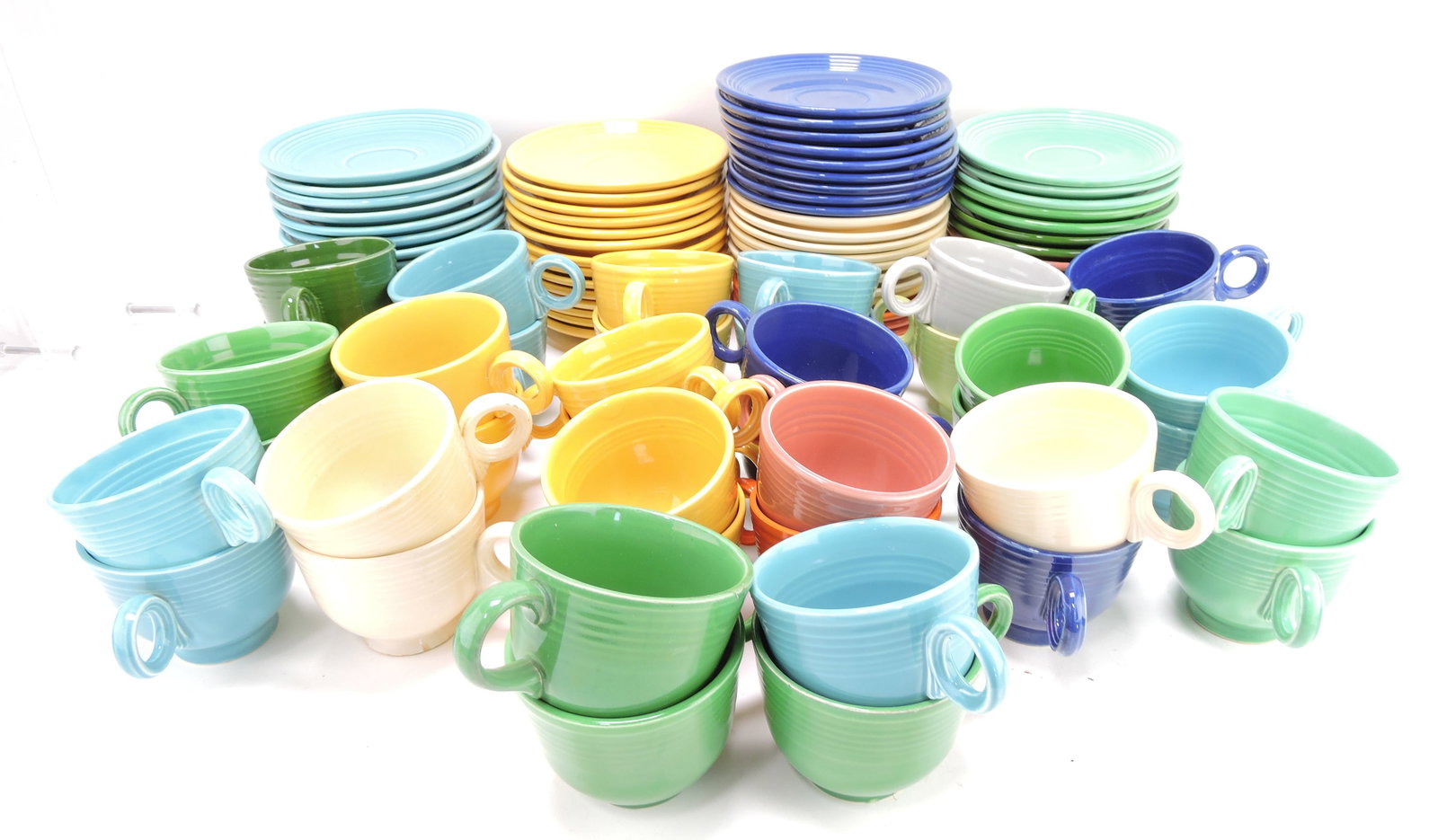 Fiesta lot of 40 cups, 64 saucers,: mixed, various condition