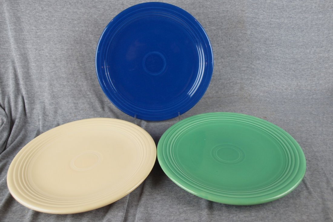 Fiesta cobalt, ivory and light green 13" chop plates : Fiesta cobalt, ivory and light green 13" chop plates
