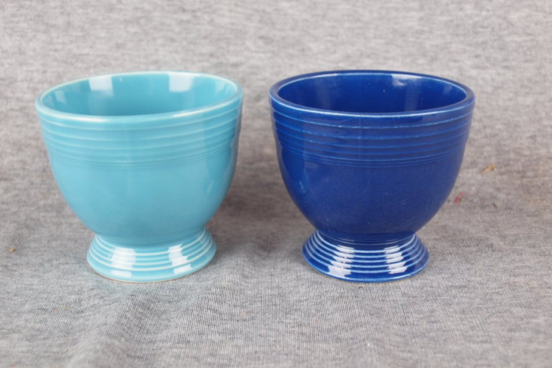 Fiesta cobalt and turquoise egg cups: Fiesta cobalt and turquoise egg cups