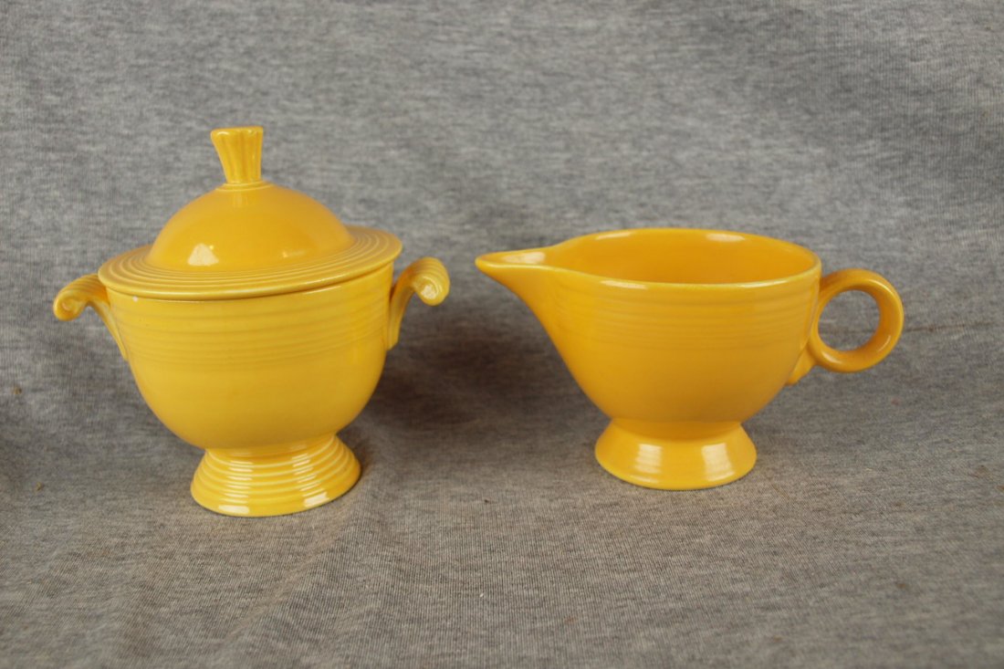Fiesta yellow cream and sugar, base nick to sugar : Fiesta yellow cream and sugar, base nick to sugar
