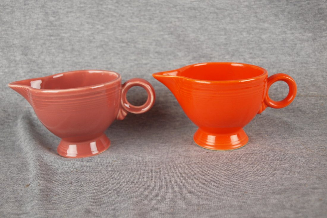 Fiesta red and rose creamers: Fiesta red and rose creamers