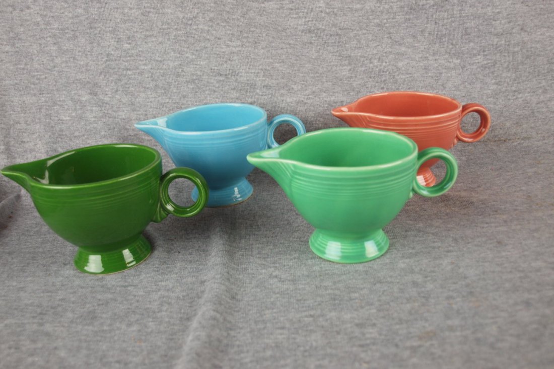 Fiesta creamer group - forest green, turquoise, rose a: Fiesta creamer group - forest green, turquoise, rose and light green