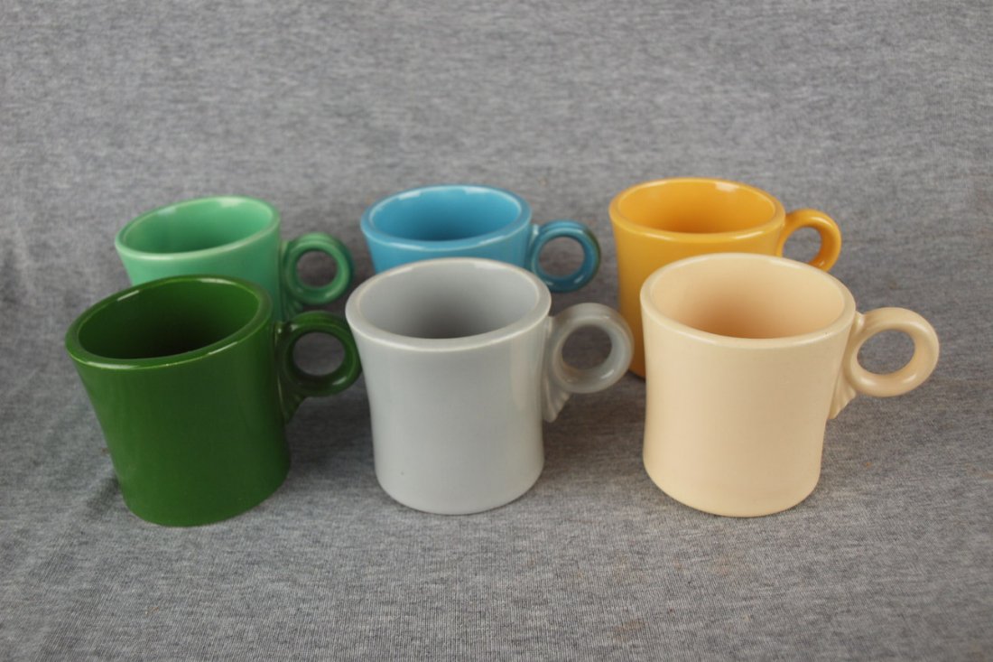 Fiesta mug group - forest green, gray, ivory, light gr: Fiesta mug group - forest green, gray, ivory, light green, turquoise and yellow