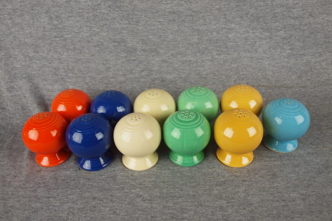 Fiesta salt and pepper group - pair - red, cobalt, ivo: Fiesta salt and pepper group - pair - red, cobalt, ivory, light green and yellow, single - turquoise