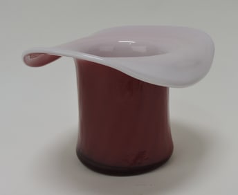 Fenton plated amberina top hat vase,