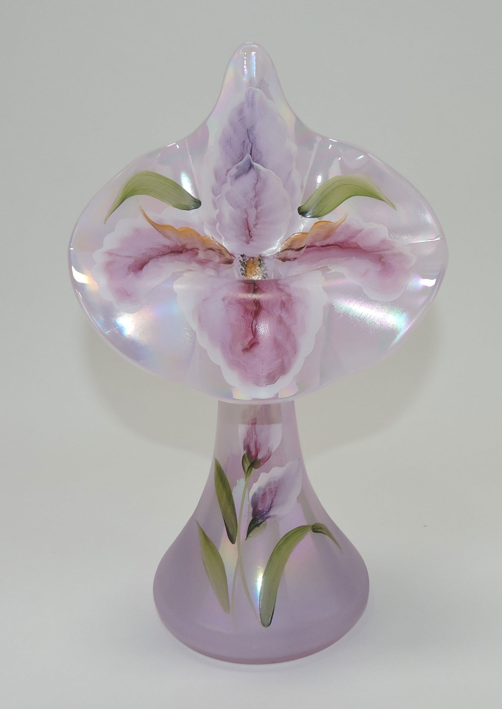 Fenton jack in the pulpit 10 3/4" vase with: orchid