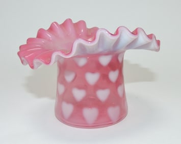 Fenton cranberry opalescent hearts