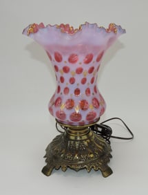 Fenton cranberry opalescent coin spot