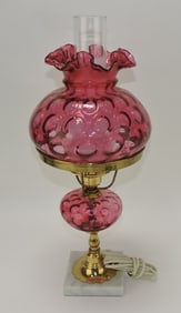 Fenton cranberry coin spot student lamp