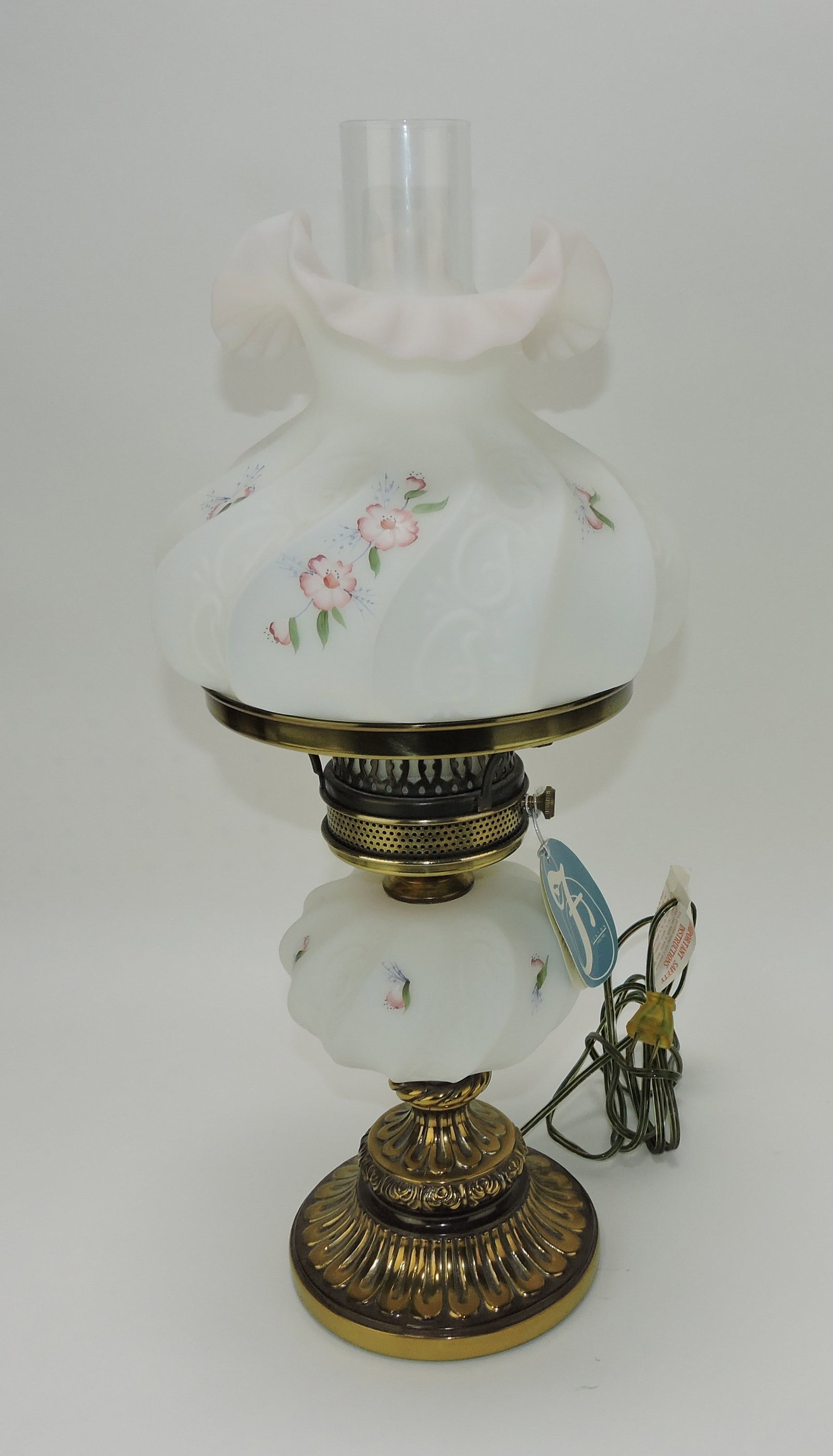 Fenton white satin glass lamp with (1 of 1)