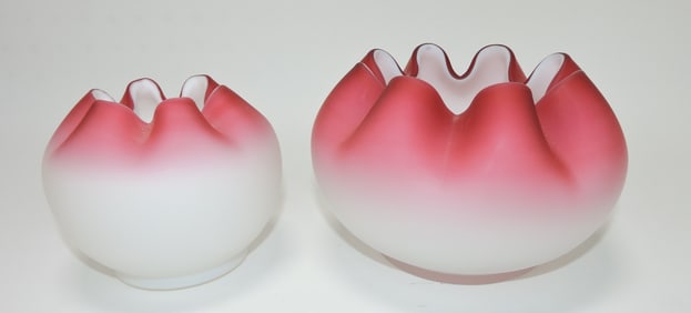 Rubina cased satin glass lot of