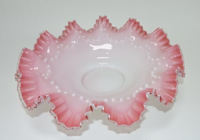 Pink cased glass 12" bride's bowl