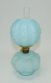 Blue satin glass drapery miniature