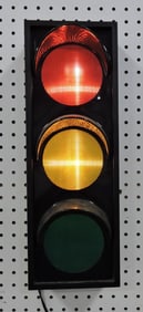 Lighted stop light sign, 18"x6 1/2"