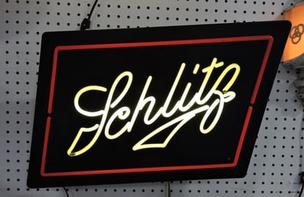 Schlitz lighted beer advertising sign,