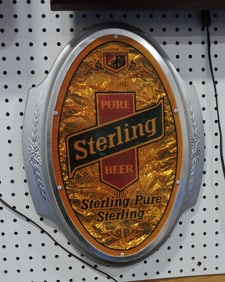Sterling Beer advertising sign, 18"