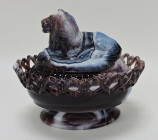 Imperial purple slag glass covered