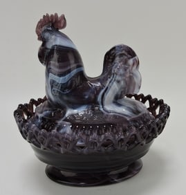 Imperial purple slag rooster covered