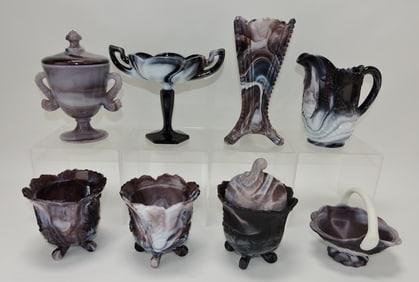 Imperial purple slag lot of 8 pieces,