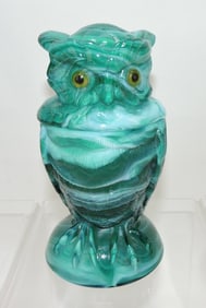 Imperial jade (green) slag owl covered