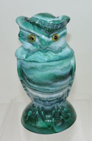 Imperial jade (green) slag owl covered